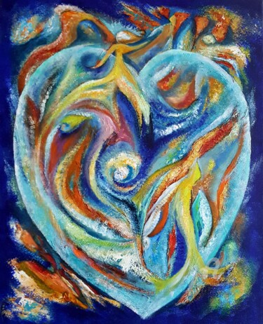 Peinture intitulée "Coeur traversant" par Liliane Cima, Œuvre d'art originale, Acrylique Monté sur Châssis en bois