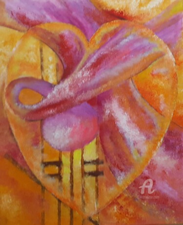 Painting titled "Musique au coeur" by Liliane Cima, Original Artwork, Acrylic Mounted on Wood Stretcher frame