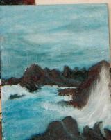 Peinture intitulée "la mer" par Liliane Leroy, Œuvre d'art originale, Huile