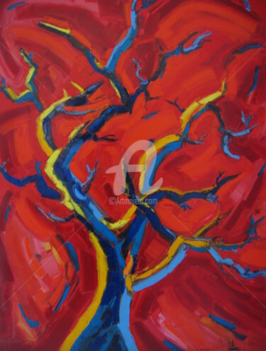 Peinture intitulée "arbre-nu-a-poum-nou…" par Liliane Penin, Œuvre d'art originale, Huile