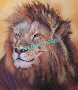 Peinture intitulée "Le lion" par Liliane Yenk, Œuvre d'art originale