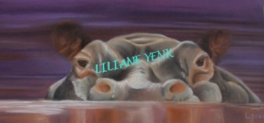 Peinture intitulée "Hippopotame" par Liliane Yenk, Œuvre d'art originale