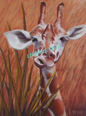 Peinture intitulée "Girafe" par Liliane Yenk, Œuvre d'art originale