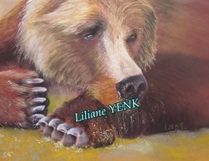 Peinture intitulée "Tête d'ours" par Liliane Yenk, Œuvre d'art originale