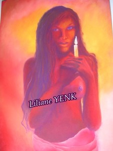Peinture intitulée "Petite flamme" par Liliane Yenk, Œuvre d'art originale
