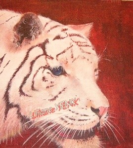 Peinture intitulée "Tigre blanc" par Liliane Yenk, Œuvre d'art originale