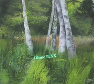 Peinture intitulée "Les bouleaux  (Past…" par Liliane Yenk, Œuvre d'art originale
