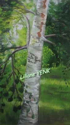 Peinture intitulée "Sous le bouleau (pa…" par Liliane Yenk, Œuvre d'art originale, Autre