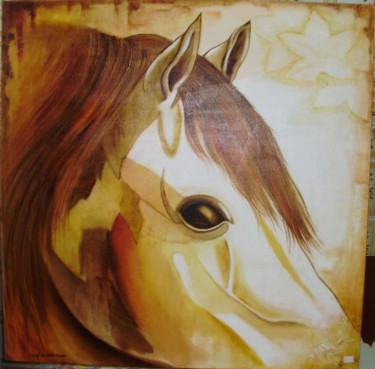 Pintura intitulada "THE GOLDEN HORSE" por Lilian Piccilli, Obras de arte originais