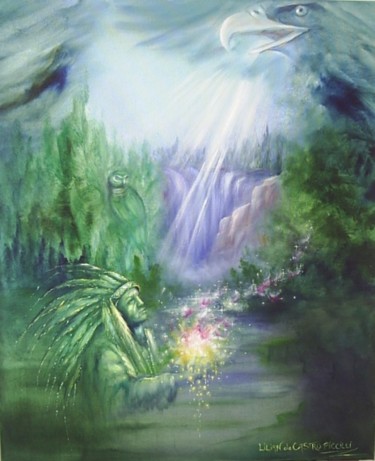 Pintura intitulada "SPIRIT OF THE FOREST" por Lilian Piccilli, Obras de arte originais