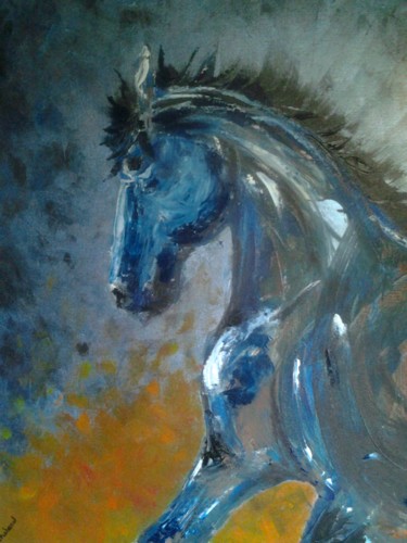 Painting titled "Cheval" by Lilichacha, Original Artwork