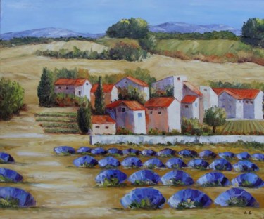 Peinture intitulée "Lavande vigne campa…" par Lifa, Œuvre d'art originale, Huile