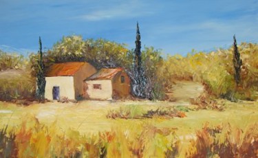 Peinture intitulée "cabanon en Provence" par Lifa, Œuvre d'art originale, Huile