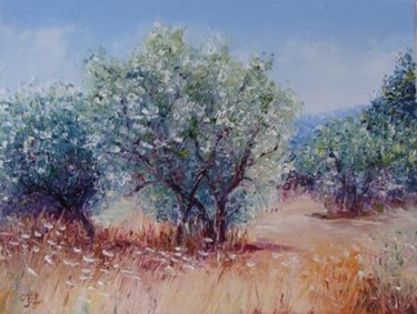 Peinture intitulée "Les oliviers" par Lifa, Œuvre d'art originale, Huile