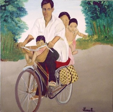 Peinture intitulée "Balade en famille" par Lili, Œuvre d'art originale