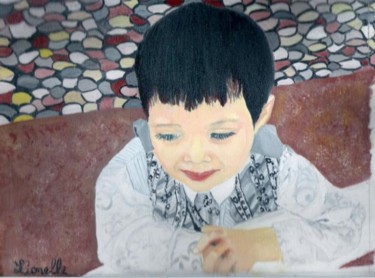 Peinture intitulée "Le petit garçon" par Lili, Œuvre d'art originale, Huile