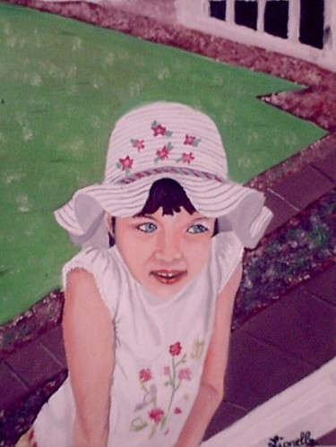 Peinture intitulée "La petite fille au…" par Lili, Œuvre d'art originale, Huile