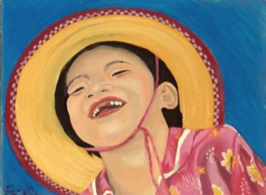 Peinture intitulée "Sourire du Wietnam" par Lili, Œuvre d'art originale