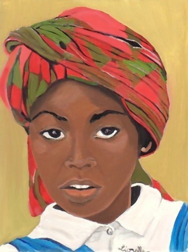 Painting titled "Le turban" by Lili, Original Artwork, Oil