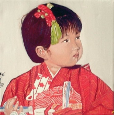 Peinture intitulée "La petite Japonnaise" par Lili, Œuvre d'art originale, Huile