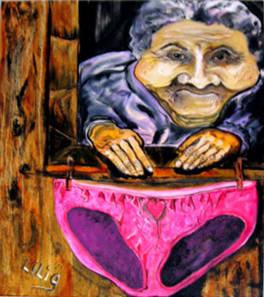 Peinture intitulée "Pink Mamie" par Lilig, Œuvre d'art originale
