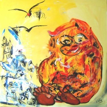 Peinture intitulée "coeur de nenette" par Lilig, Œuvre d'art originale