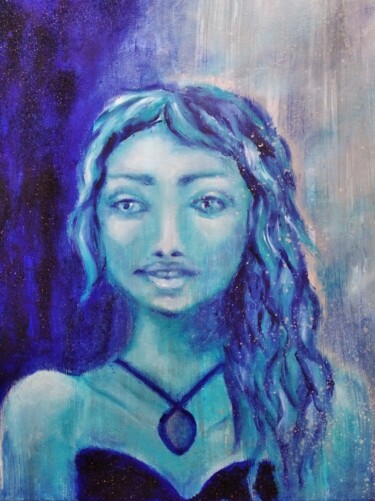 Pittura intitolato "Pensamientos azules" da Liliia Furman, Opera d'arte originale, Olio