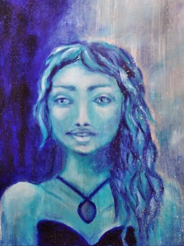 Pensamientos azules Pintura intitulada "Pensamientos azules" por Liliia Furman, Obras de arte originais, Óleo