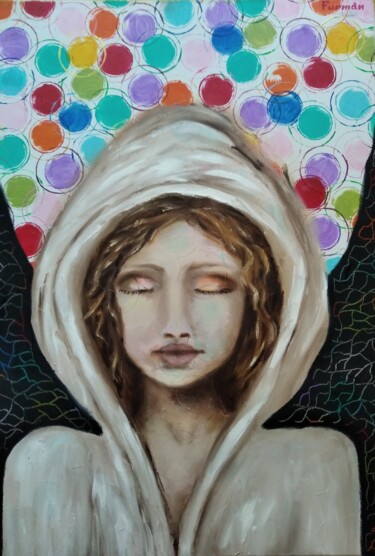 Картина под названием "Girl & Soul" - Liliia Furman, Подлинное произведение искусства, Масло