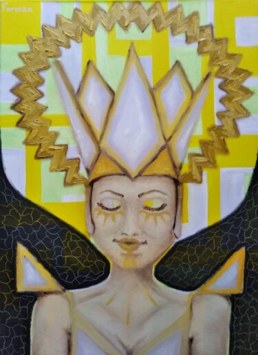 Pintura titulada "Girl & Sun" por Liliia Furman, Obra de arte original, Oleo