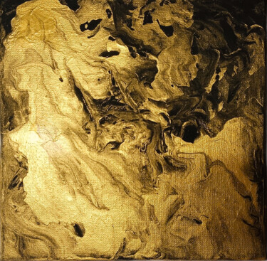 Peinture intitulée "Gold & Black Nebula" par Liliia Herchenova, Œuvre d'art originale, Acrylique
