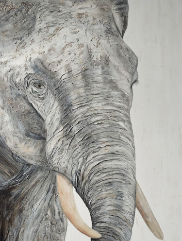 Painting titled "Wisdom of an elepha…" by Liliia Iuldasheva, Original Artwork, Oil