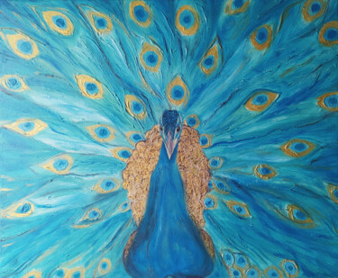 Painting titled "THE BIRD OF HAPPINE…" by Liliia Iuldasheva, Original Artwork, Oil