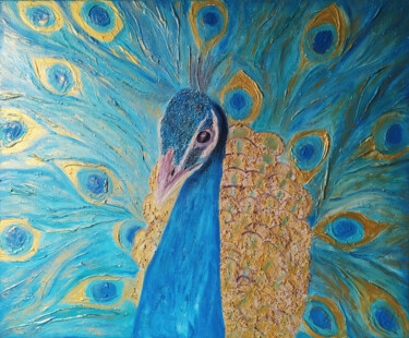 Картина под названием "GOLDEN BIRD - origi…" - Liliia Iuldasheva, Подлинное произведение искусства, Масло