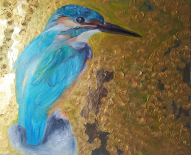 Painting titled "Kingfisher" by Liliia Iuldasheva, Original Artwork, Oil