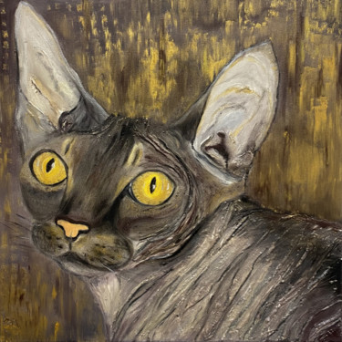 Peinture intitulée "L'esprit du chat. S…" par Liliia Iuldasheva, Œuvre d'art originale, Huile
