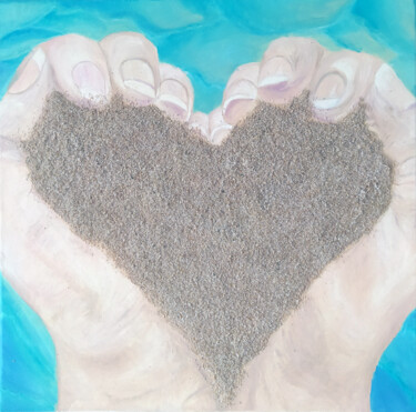 Картина под названием "HEART OF SAND - sea…" - Liliia Iuldasheva, Подлинное произведение искусства, Масло