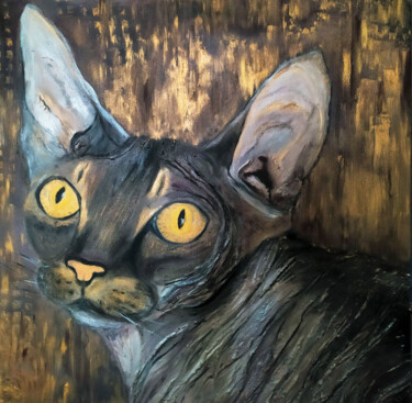 Pittura intitolato "THE SOUL OF THE CAT…" da Liliia Iuldasheva, Opera d'arte originale, Olio