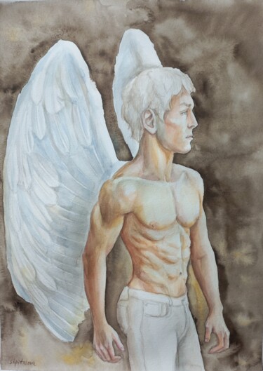 Картина под названием "Angel" - Liliia Shpitaleva, Подлинное произведение искусства, Акварель