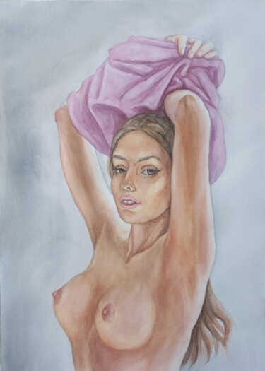 Картина под названием "Undress with me" - Liliia Shpitaleva, Подлинное произведение искусства, Акварель