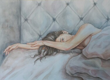 Картина под названием "In the bedroom" - Liliia Shpitaleva, Подлинное произведение искусства, Акварель