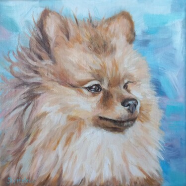 Картина под названием "Pomeranian Spitz" - Liliia Shpitaleva, Подлинное произведение искусства, Масло