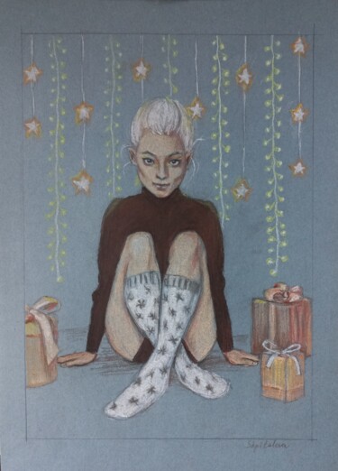 Malerei mit dem Titel "The holiday is comi…" von Liliia Shpitaleva, Original-Kunstwerk, Pastell