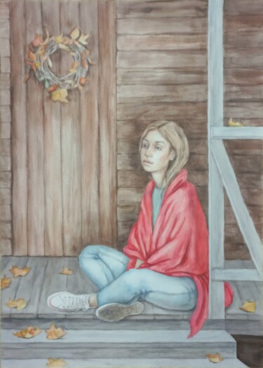 Картина под названием "Autumn mood" - Liliia Shpitaleva, Подлинное произведение искусства, Акварель