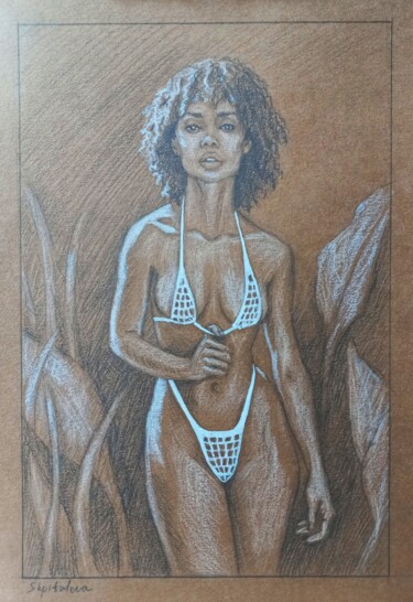 Tekening getiteld "White bikinis" door Liliia Shpitaleva, Origineel Kunstwerk, Potlood