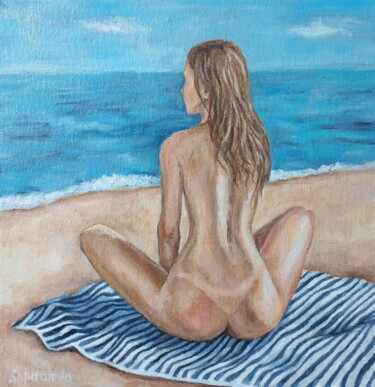 Painting titled "On the coast" by Liliia Shpitaleva, Original Artwork, Oil