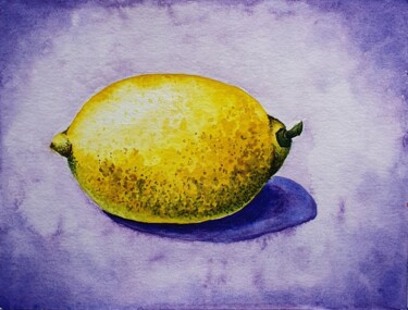 Pintura intitulada "Lemon" por Liliia Yeremenko, Obras de arte originais, Aquarela