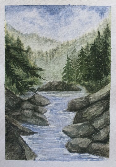 Painting titled "My place of peace" by Liliia Yeremenko, Original Artwork, Watercolor