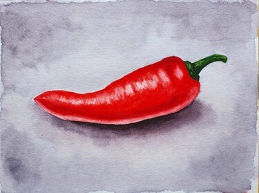 Ζωγραφική με τίτλο "Chili pepper" από Liliia Yeremenko, Αυθεντικά έργα τέχνης, Ακουαρέλα