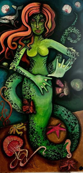 Malerei mit dem Titel "Marmaid" von Lili Kárándi, Original-Kunstwerk, Acryl